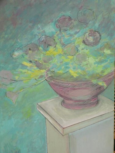 Peinture intitulée "Vasque aux pétunias" par Bernard Escarbonnier, Œuvre d'art originale