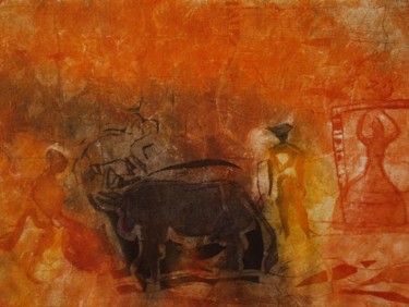 Gravures & estampes intitulée "L'Arène" par Clo Lecouturier, Œuvre d'art originale, Gravure
