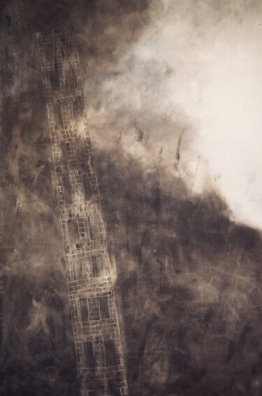 Painting titled "La tour qui penche" by Dorine Knecht, Original Artwork, Pastel