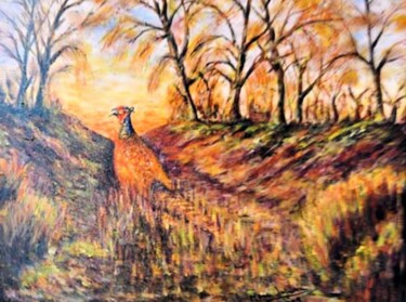 Peinture intitulée "sous bois,couché du…" par Marc Lejeune, Œuvre d'art originale, Huile