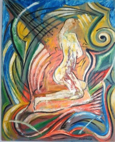 Painting titled "espace 1" by Jean-Luc Lafond, Original Artwork, Oil