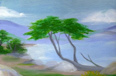 Painting titled "tree on the beach" by Chris Lee, Original Artwork