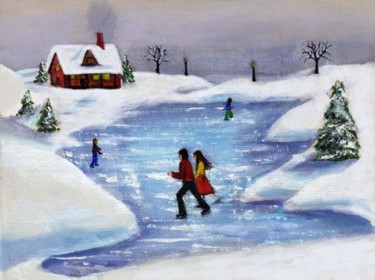 Painting titled "snow scene" by Chris Lee, Original Artwork