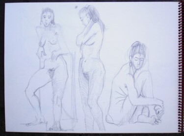 TROIS CROQUIS D' EVA Dessin intitulée "TROIS CROQUIS D' EVA" par Michel Moskovtchenko, Œuvre d'art originale, Autre