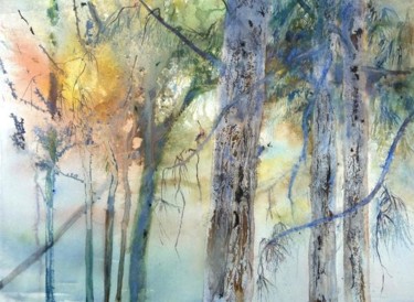 Peinture intitulée "Pinède" par Reine-Marie Pinchon, Œuvre d'art originale, Huile