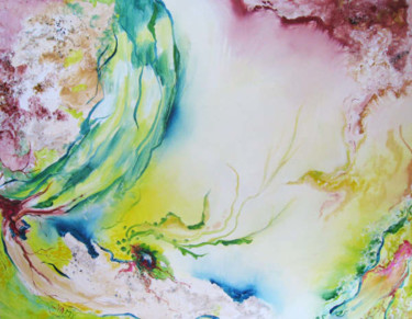 Peinture intitulée "coeur de nature" par Nanou, Œuvre d'art originale, Huile