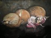 绘画 标题为“Bodegón Cebollas” 由Higinio Pellicer, 原创艺术品