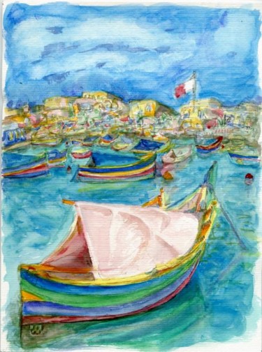 Painting titled "Marsaxlokk V" by Mikemonte, Original Artwork