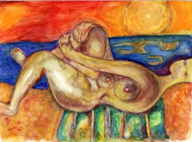 Painting titled "Sunbather" by Mikemonte, Original Artwork