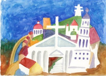 Painting titled "All those crosses" by Mikemonte, Original Artwork