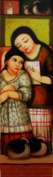 Pintura titulada "Carta de Papá" por T.Pinzòn, Obra de arte original, Oleo