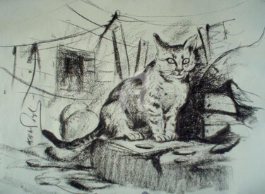 Painting titled "cat" by Kishore Singh, Original Artwork