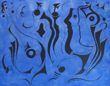 Painting titled "espace musical" by Jean-Luc Lafond, Original Artwork, Oil