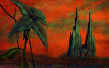 Landscape at sunset 绘画 标题为“Landscape at sunset” 由Alberto Thirion, 原创艺术品, 油