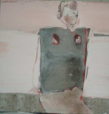 Peinture intitulée "en attente rose" par Catherine Monmarson, Œuvre d'art originale