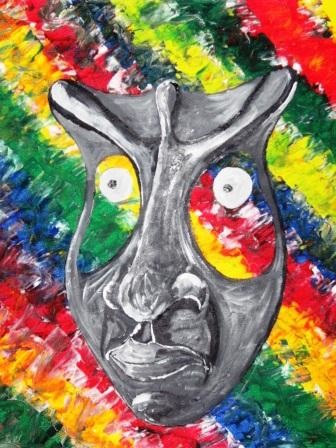 Peinture intitulée "masque" par Yann Jost, Œuvre d'art originale, Huile