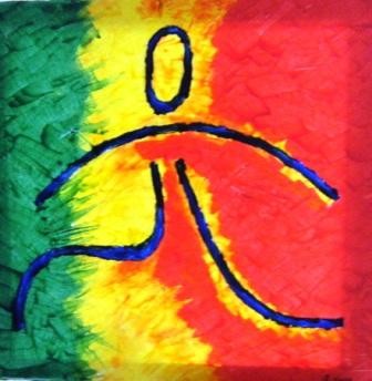 Peinture intitulée "homme pressé" par Yann Jost, Œuvre d'art originale, Huile
