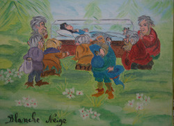 Peinture intitulée "Blanche Neige et le…" par Josette Bourgeois, Œuvre d'art originale