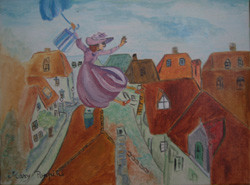 Peinture intitulée "Mary Popins" par Josette Bourgeois, Œuvre d'art originale