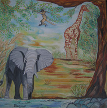 Peinture intitulée "La Savanne" par Josette Bourgeois, Œuvre d'art originale