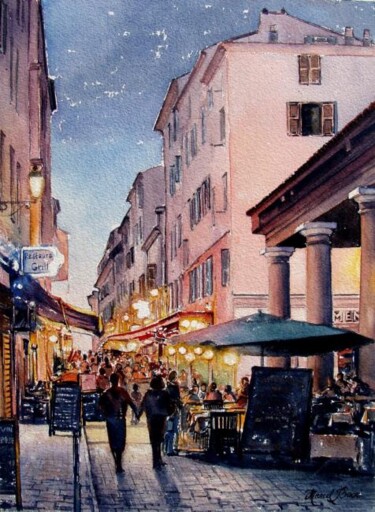 Peinture intitulée "Ile Rousse : Rue Pa…" par Marcel Boos, Œuvre d'art originale