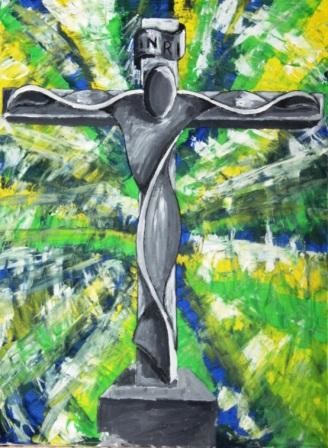 Peinture intitulée "Christ new" par Yann Jost, Œuvre d'art originale, Huile