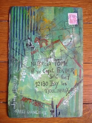 Sculpture intitulée "artpostal    vert:…" par Anne-Frédérique Ferret, Œuvre d'art originale
