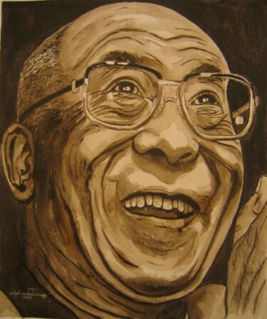 Peinture intitulée "DALAÏ LAMA" par Michel Cendra-Terrassa, Œuvre d'art originale