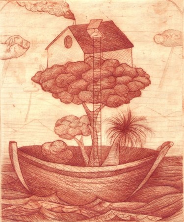 Printmaking titled "Naufragos" by Antonio Alvarez Gordillo, Original Artwork, Engraving