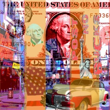 Collages intitulée "One Buck" par Alan Berg, Œuvre d'art originale