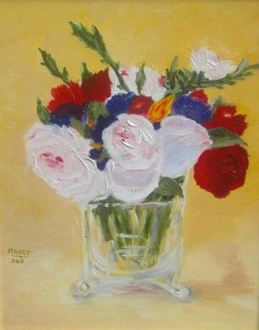 Peinture intitulée "Fleurs dans un vase…" par Mog, Œuvre d'art originale, Huile