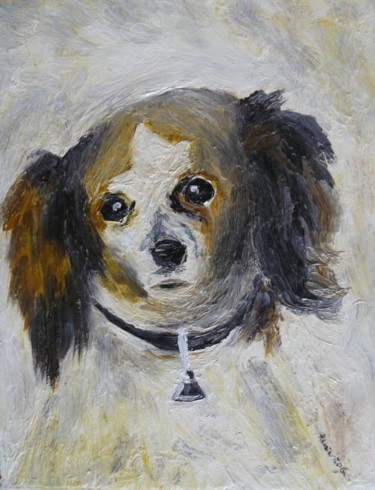 Peinture intitulée "Le petit chien d'ap…" par Mog, Œuvre d'art originale, Huile