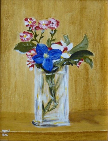 Peinture intitulée "Oeillets et clémati…" par Mog, Œuvre d'art originale, Huile