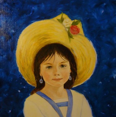 Peinture intitulée "L'enfant au chapeau…" par Mog, Œuvre d'art originale, Huile