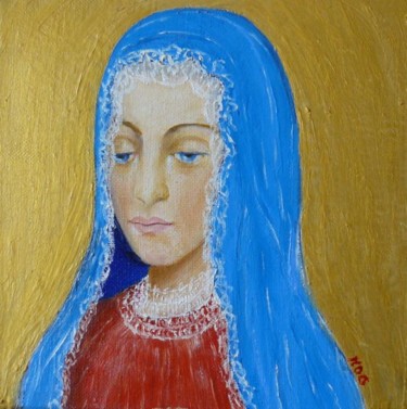 Peinture intitulée "Vierge pensive" par Mog, Œuvre d'art originale, Huile
