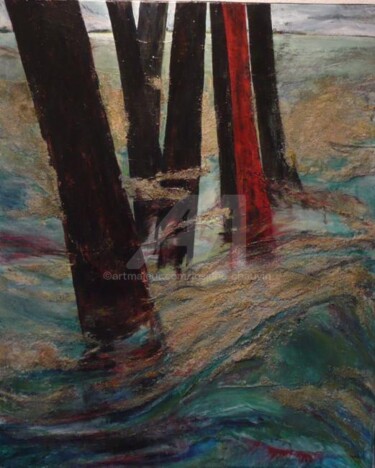 Peinture intitulée "montée des eaux des…" par Josiane Chauvin, Œuvre d'art originale, Huile