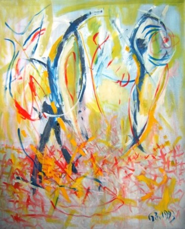 「n°les herbes arc en…」というタイトルの絵画 Gabrielle Belleによって, オリジナルのアートワーク, オイル