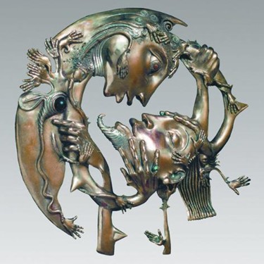 Sculpture intitulée "L'ENLACEMENT" par Sak, Œuvre d'art originale, Métaux