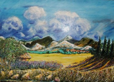 M14 . Sur le chemin de la montagne Sainte Victoire en Provence Peinture intitulée "M14 . Sur le chemin…" par Lucien Dufour, Œuvre d'art originale, Huile