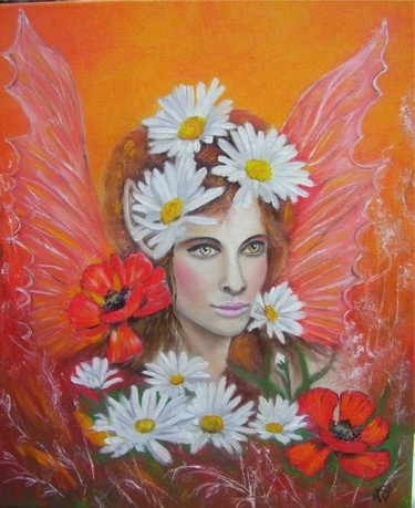 Peinture intitulée "La fée de l'été" par Alix, Œuvre d'art originale, Huile