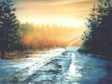 Painting titled "Sloppy road about G…" by Swiatecki Marek, Original Artwork, Oil
