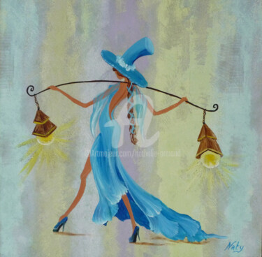 Peinture intitulée "la luciole" par Nathalie Armand, Œuvre d'art originale, Huile