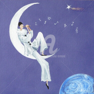 Peinture intitulée "Le pierrot" par Nathalie Armand, Œuvre d'art originale, Huile