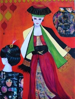 Peinture intitulée "Le chignon" par Anicpeintrecoloriste, Œuvre d'art originale, Acrylique