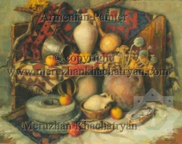 The Armenian still-life. Картина под названием "The Armenian still-…" - Meruzhan Khachatryan, Подлинное произведение искусства, Масло