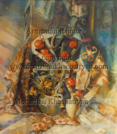 The Armenian still-life with a wheel. Картина под названием "The Armenian still-…" - Meruzhan Khachatryan, Подлинное произведение искусства, Масло