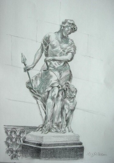 Ζωγραφική με τίτλο "Figure with Hound" από Gloria Nilsson, Αυθεντικά έργα τέχνης, Λάδι