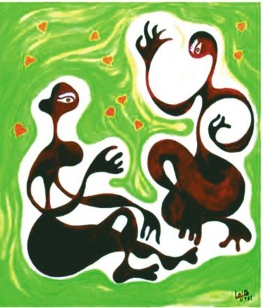 Painting titled "Aliens romance" by Lk, Original Artwork, Oil