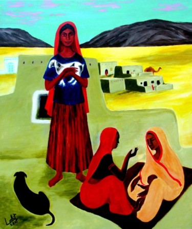 Painting titled "Golden Earth" by Lk, Original Artwork, Oil