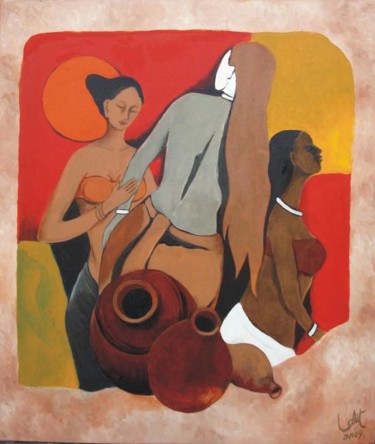 Painting titled "Threesome" by Lk, Original Artwork, Oil